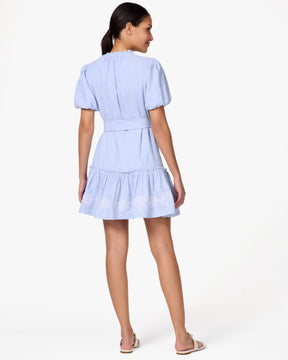 Embroidered Chambray Shirt Dress