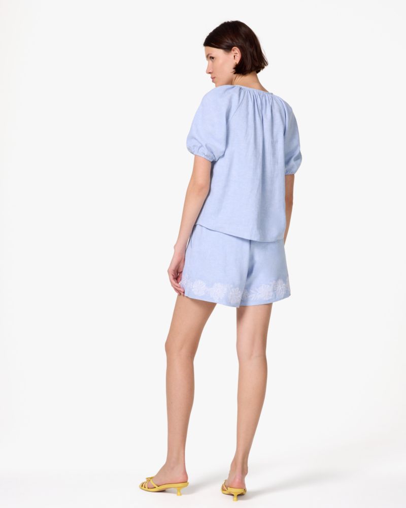 Chambray Embroidered Blouse