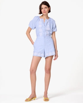 Chambray Embroidered Blouse
