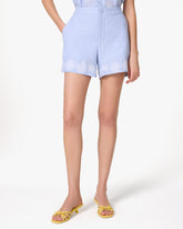 Chambray Embroidered Shorts