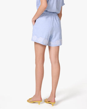 Chambray Embroidered Shorts