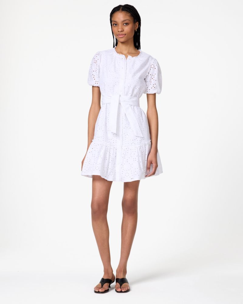 Floral Eyelet Mini Shirt Dress