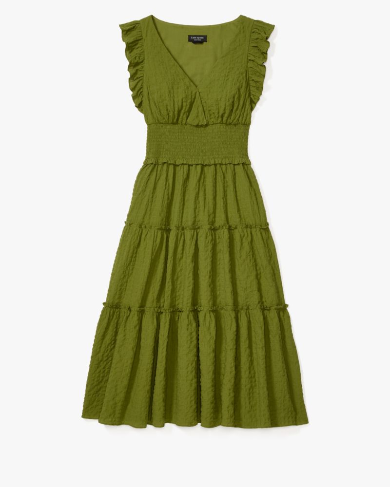 Flutter Sleeve Tiered Midi Dress