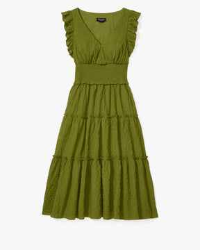 Flutter Sleeve Tiered Midi Dress