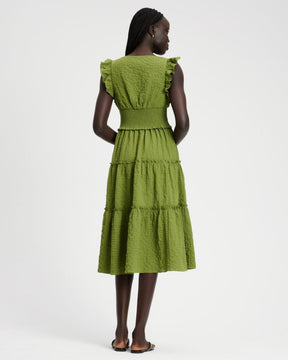 Flutter Sleeve Tiered Midi Dress