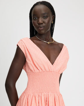 Swiss Dot Smocked Midi Dress