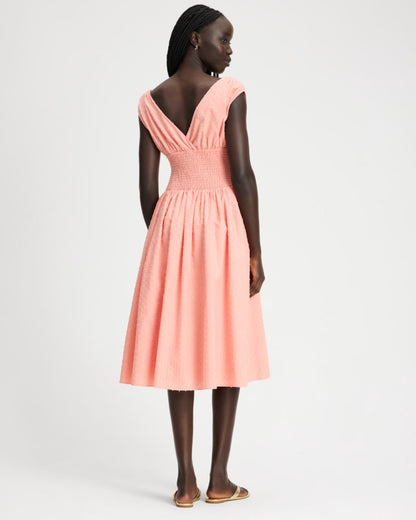 Swiss Dot Smocked Midi Dress