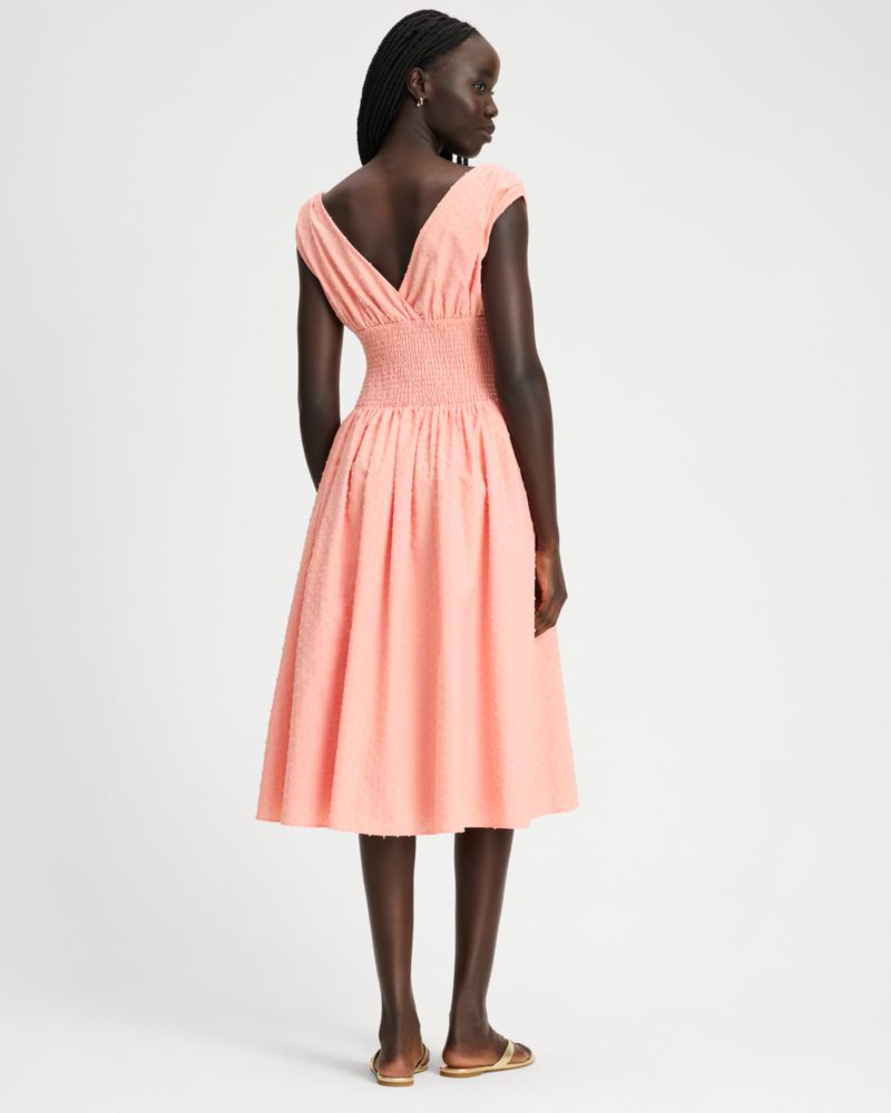 Swiss Dot Smocked Midi Dress