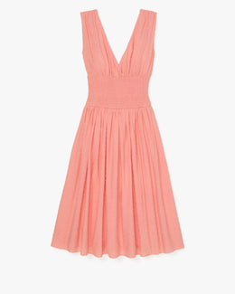 Swiss Dot Smocked Midi Dress