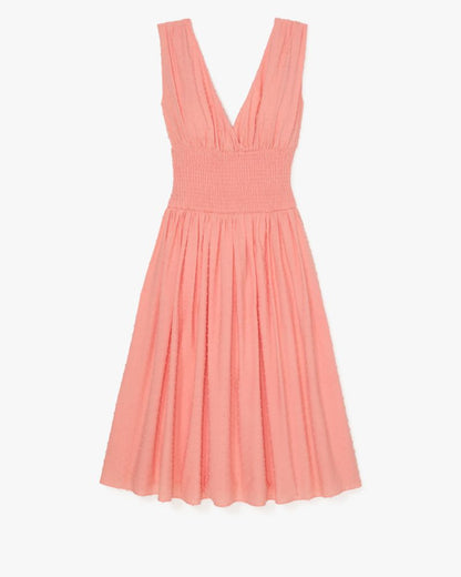 Swiss Dot Smocked Midi Dress