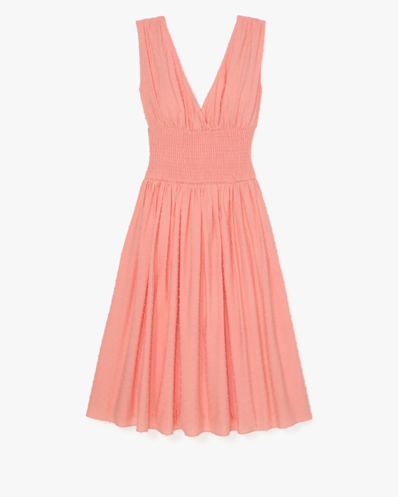 Swiss Dot Smocked Midi Dress