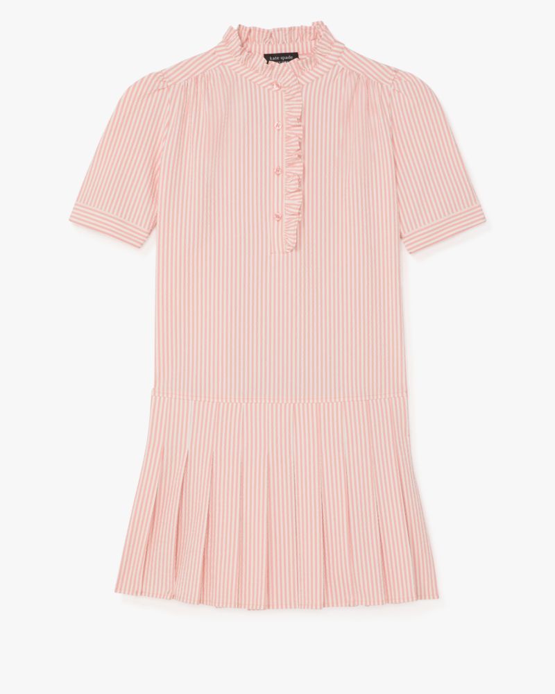 Seersucker Pleated Shirt Dress
