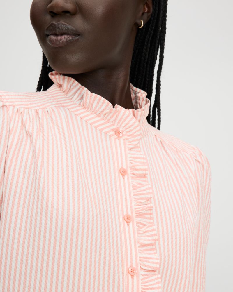 Seersucker Pleated Shirt Dress