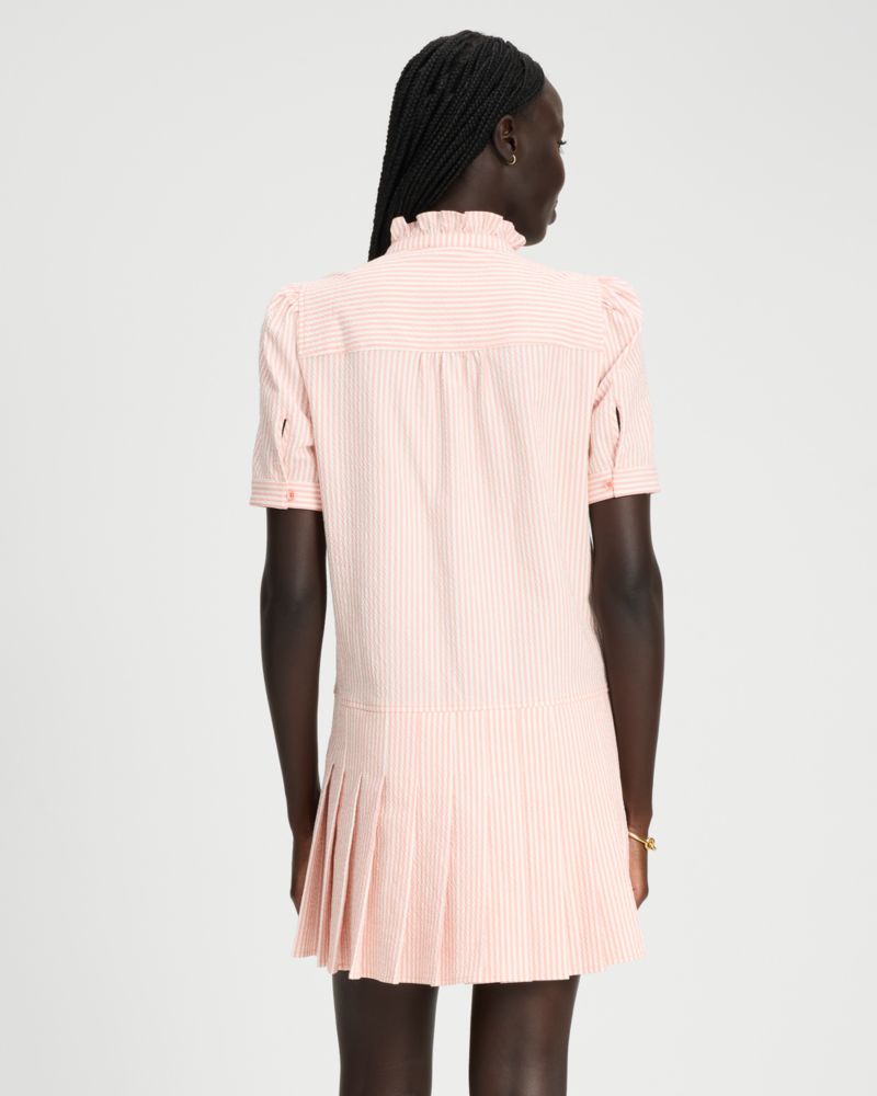 Seersucker Pleated Shirt Dress