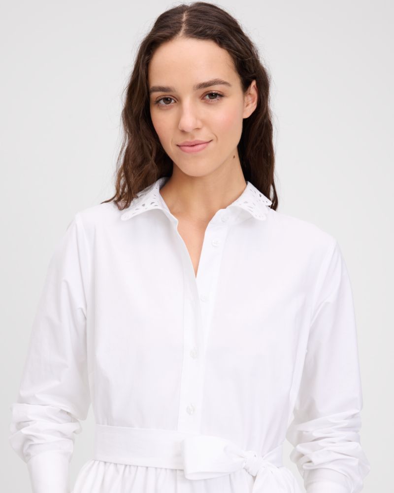 Daisy Eyelet Long Sleeve Shirt Dress