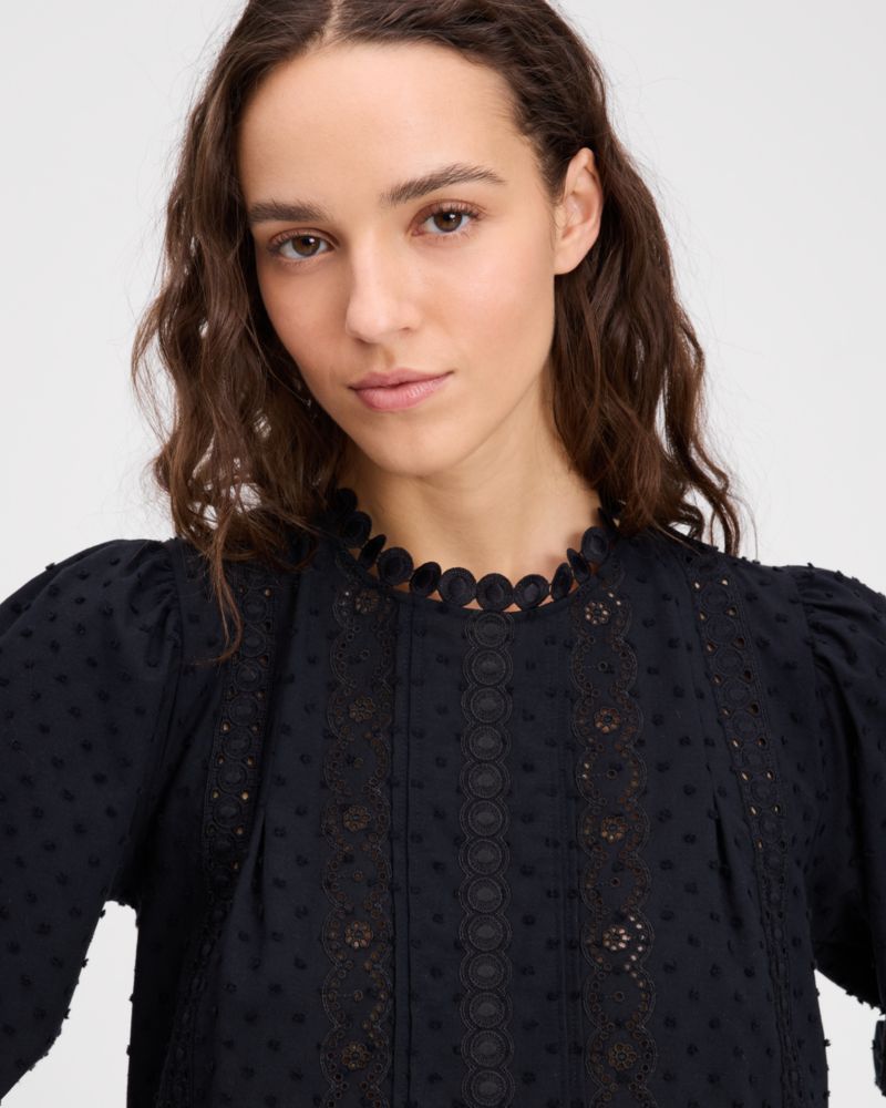 Guipure Lace Trim Blouse