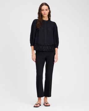 Guipure Lace Trim Blouse