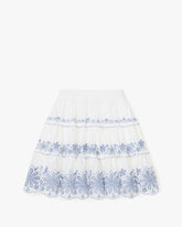 Floral Embroidered Tiered Mini Skirt
