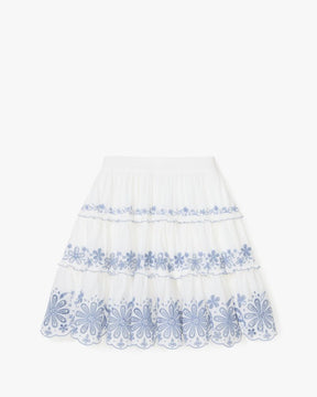Floral Embroidered Tiered Mini Skirt