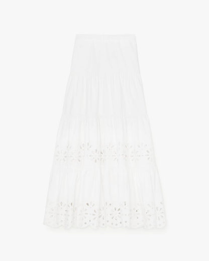 Daisy Eyelet Tiered Maxi Skirt