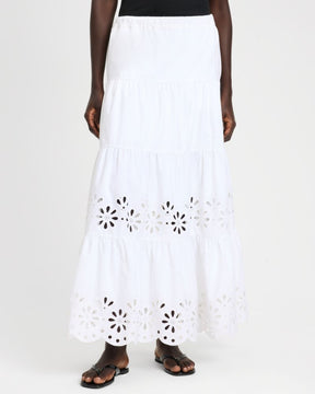 Daisy Eyelet Tiered Maxi Skirt
