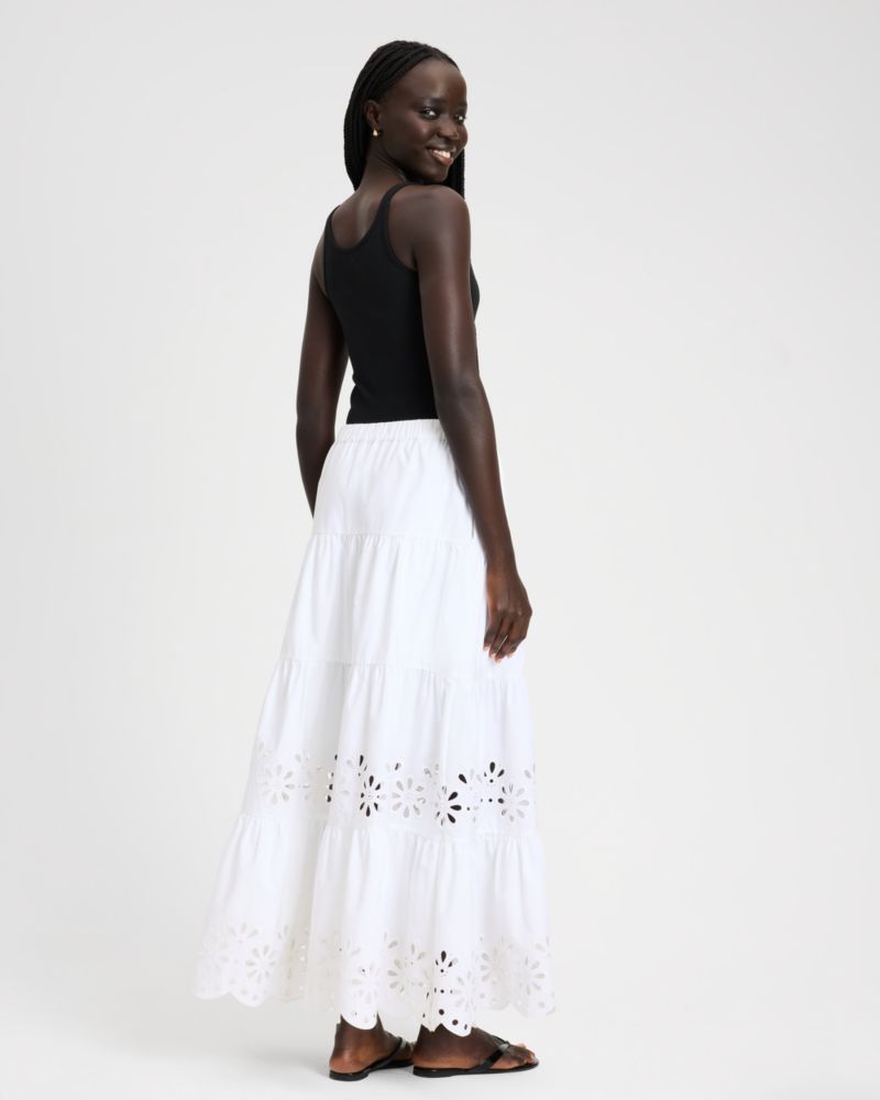 Daisy Eyelet Tiered Maxi Skirt