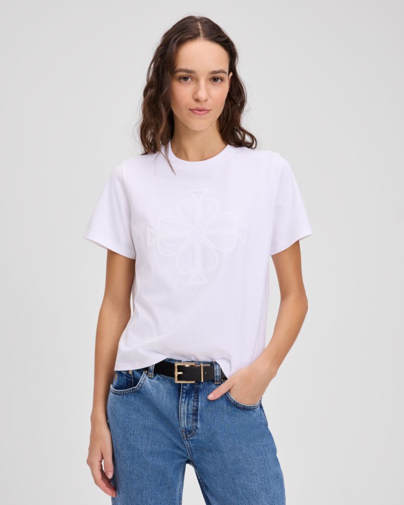 Embroidered Spade Flower Logo Tee