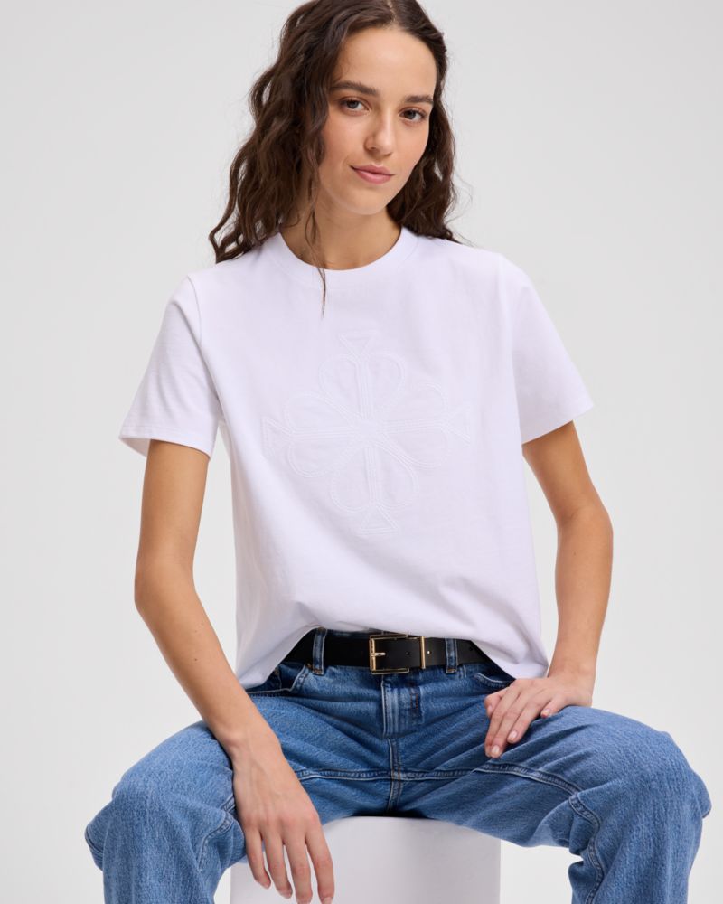 Embroidered Spade Flower Logo Tee