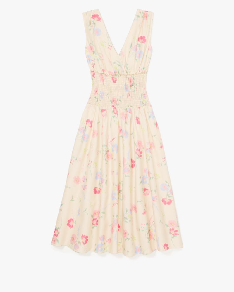Whimsical Garden Smocked Midi Dress