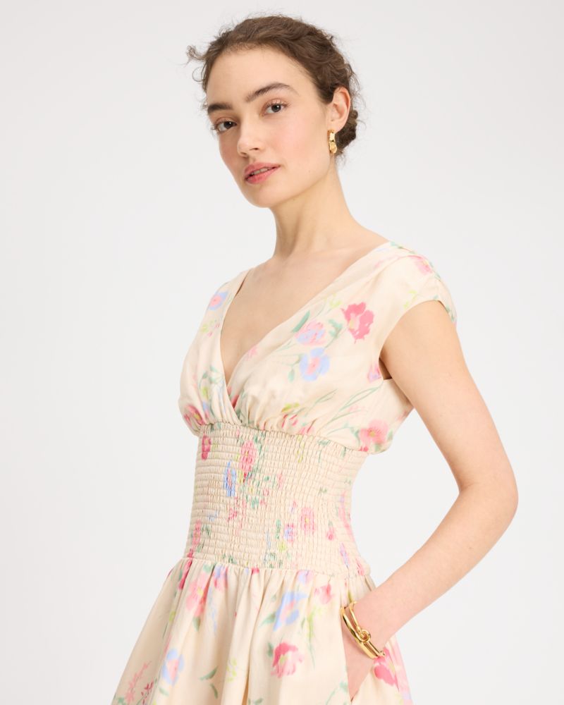 Whimsical Garden Smocked Midi Dress