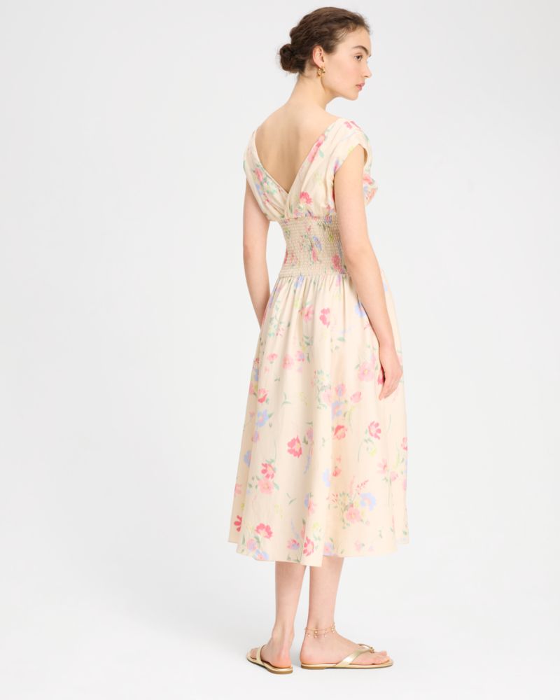 Whimsical Garden Smocked Midi Dress