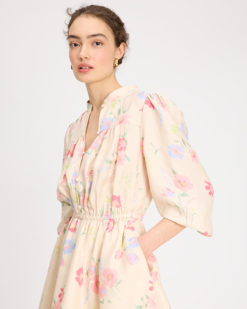 Whimsical Garden Belted Shirt Dress