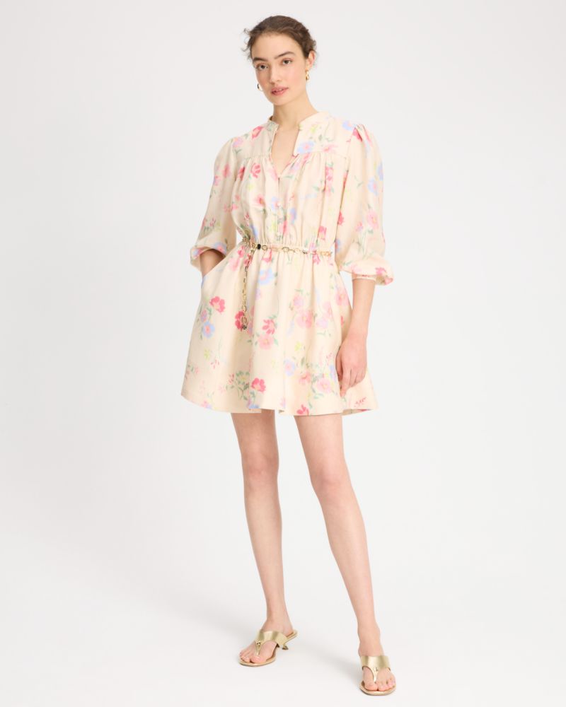 Whimsical Garden Belted Shirt Dress