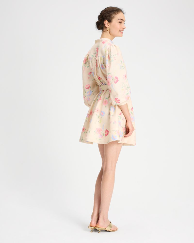 Whimsical Garden Belted Shirt Dress