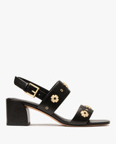 Spade Flower Stud Block Heels