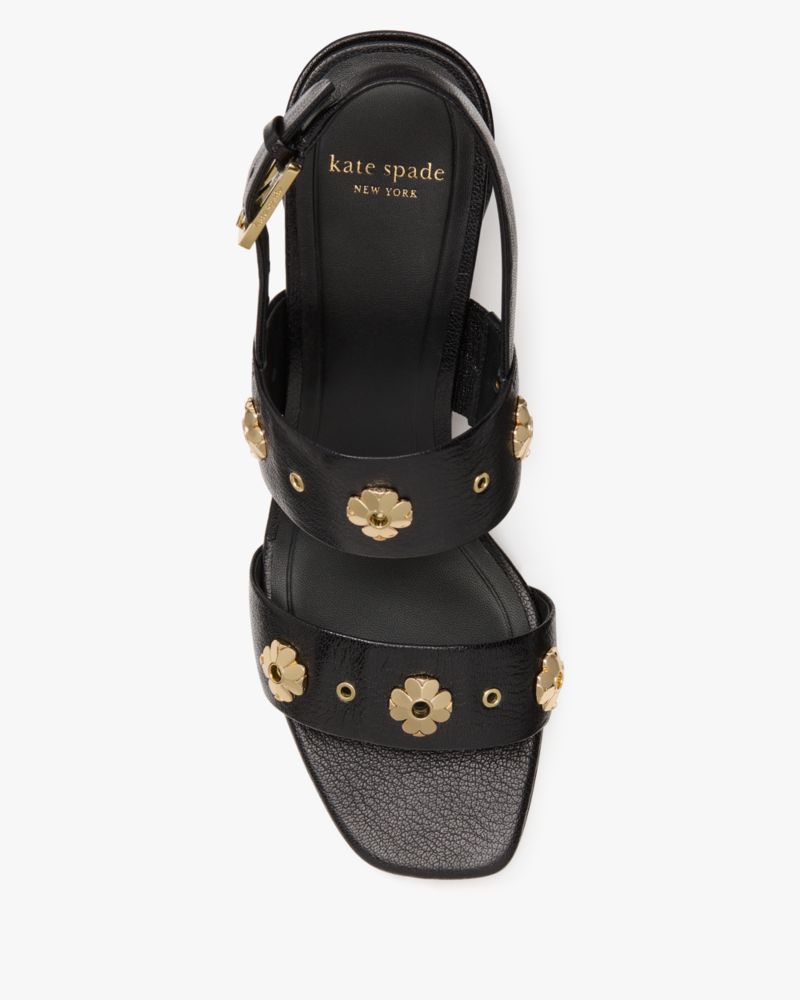 Spade Flower Stud Block Heels
