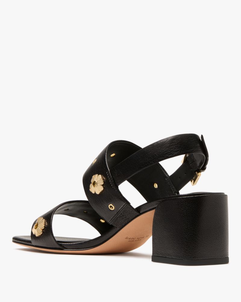 Spade Flower Stud Block Heels