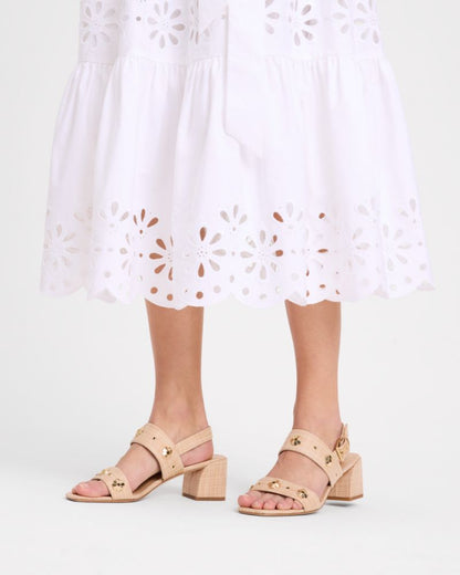 Spade Flower Stud Block Heels