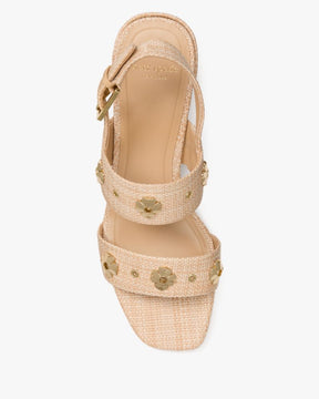 Spade Flower Stud Block Heels