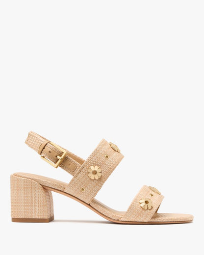 Spade Flower Stud Block Heels