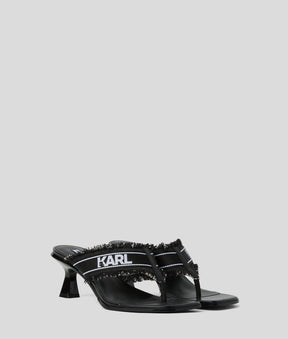 PANACHE II DENIM HEELED SANDALS