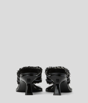PANACHE II DENIM HEELED SANDALS