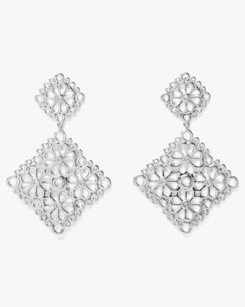 Spade Flower Lace Drop Earrings
