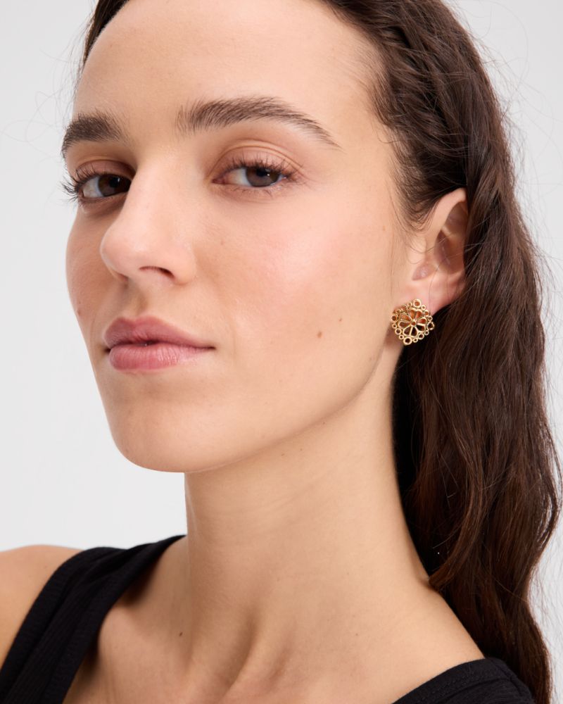 Spade Flower Lace Studs