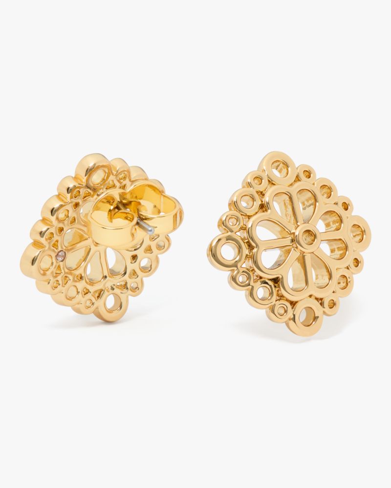 Spade Flower Lace Studs