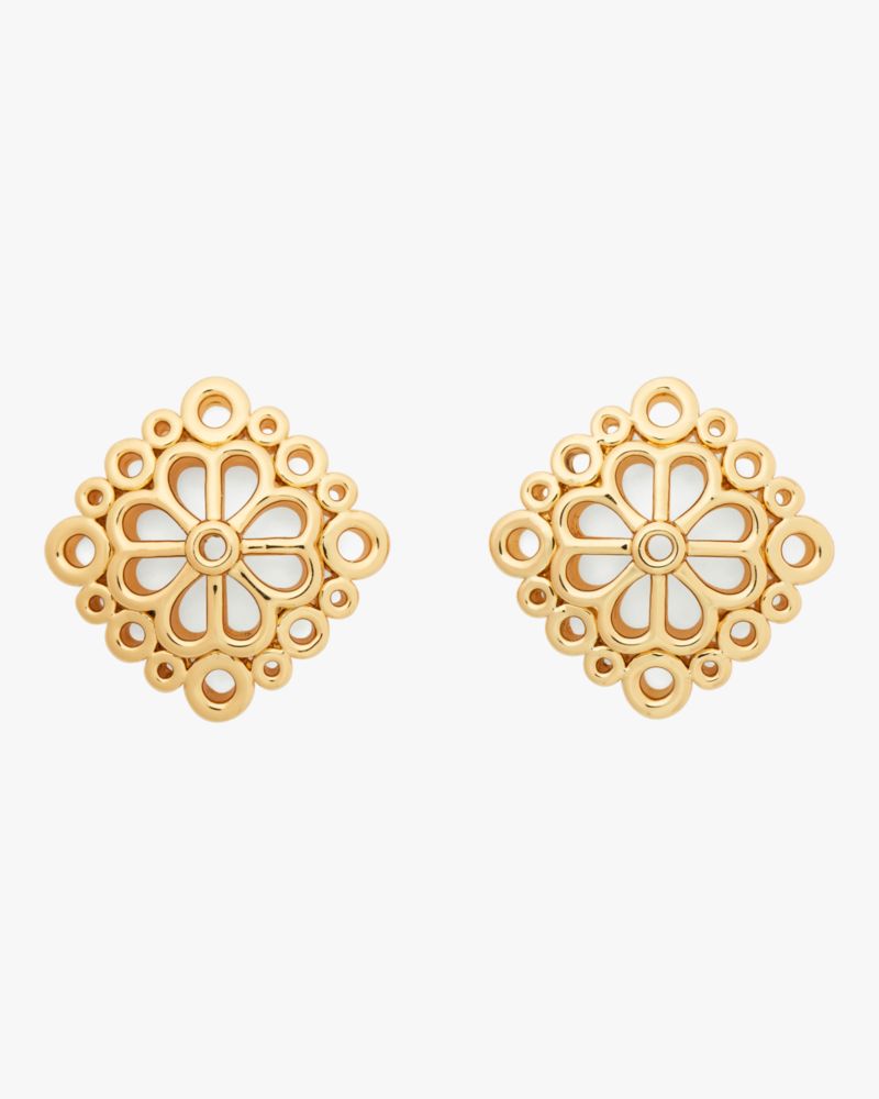 Spade Flower Lace Studs