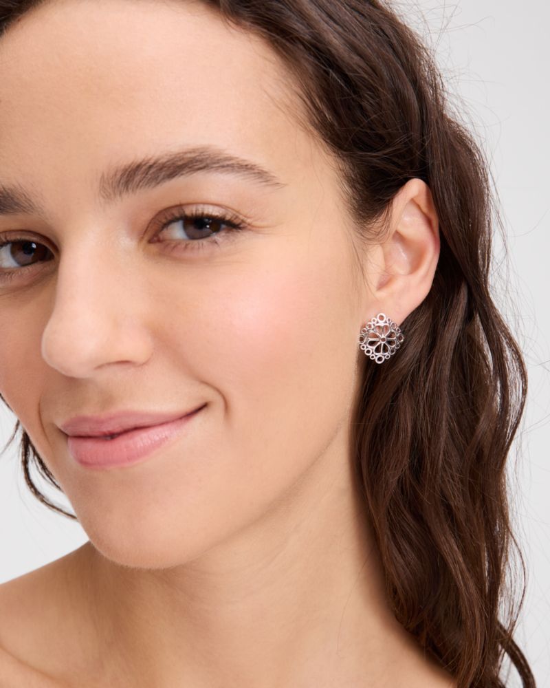 Spade Flower Lace Studs