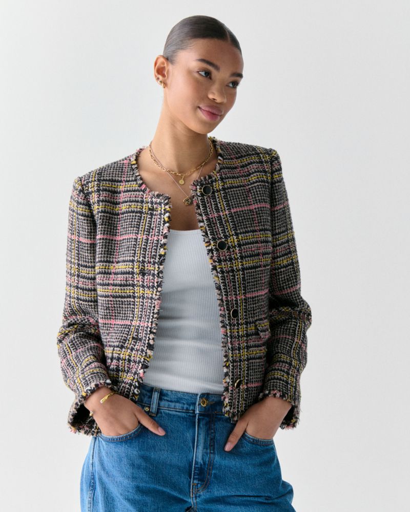 Enamel Button Tweed Jacket