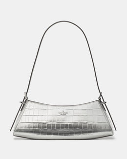 Frankie Metallic Croc Embossed Small East West Shoulder