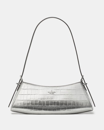 Frankie Metallic Croc Embossed Small East West Shoulder